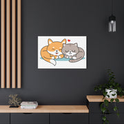 Adorable Cat and Dog Canvas Art - Cute Pet Lovers Wall Decor