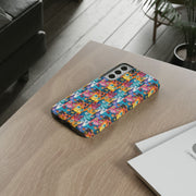 Colorful Cat Pattern Samsung Phone Case - Tough Cases for Cat Lovers