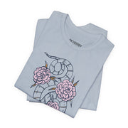 Botanical Snake Unisex Jersey Tee - Stylish Short Sleeve T-Shirt with Floral Design