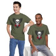 Devil's Wing Skull Unisex Heavy Cotton Tee - Edgy Graphic T-Shirt for Alternative Fashion