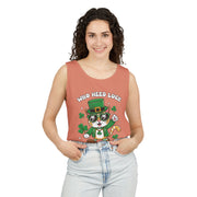 Who Needs Luck? Cat St. Patrick's Day Tank Top - Unisex Garment-Dyed T-Shirt