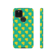 Floral Tough Google Pixel Phone Case - Vibrant Yellow Flowers on Green Background