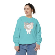 Cute Cat Reading Sweatshirt - Unisex Garment-Dyed Casual Wear