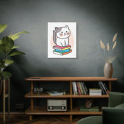 Cute Cat on Books Canvas Print – Whimsical Wall Art for Cat Lovers