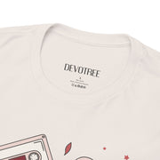 Retro Music Vibe Unisex Heavy Cotton Tee with Cassette and Guitar Design