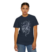 Unisex Snake and Floral Graphic T-Shirt - Edgy Vintage Style Tee
