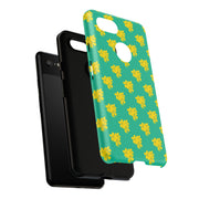 Floral Tough Google Pixel Phone Case - Vibrant Yellow Flowers on Green Background