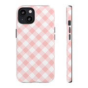 Pink Gingham Tough iPhone Case - Stylish & Durable Protection