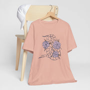 Serpent and Flower Graphic Unisex Tee - Nature-Inspired Design
