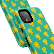 Floral Tough Google Pixel Phone Case - Vibrant Yellow Flowers on Green Background