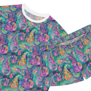 Vibrant Women's Short Pajama Set - Colorful Paisley Design for Cozy Nights