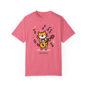 Cute Cat Music T-Shirt - Unisex Garment-Dyed Tee for Animal Lovers