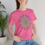 Luxe Mandala Unisex Jersey Tee - Vibrant Botanical Design