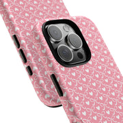 Pink Heart Pattern Tough iPhone Case - Durable Protection for Sweethearts