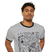 Music Vibes Unisex Cotton Ringer T-Shirt - Retro Graphic Tee for Music Lovers