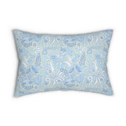 Floral Blue Spun Polyester Lumbar Pillow - Cozy Decorative Cushion for Home
