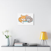 Adorable Cat and Dog Canvas Art - Cute Pet Lovers Wall Decor