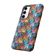 Colorful Cat Pattern Samsung Phone Case - Tough Cases for Cat Lovers