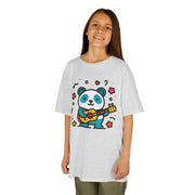 Kids Panda Guitar Tee - Cute Heavy Cotton T-Shirt for Music Lovers