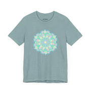 Zen Floral Mandala Unisex Jersey Tee - Soft Green Relaxed Fit Shirt
