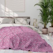 Cozy Floral Arctic Fleece Blanket - Soft Pink Mandala Design