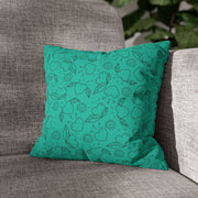 Heart & Leaf Pattern Square Pillowcase – Cozy Home Decor for Lovebirds