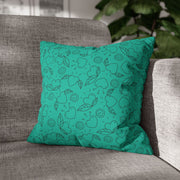 Heart & Leaf Pattern Square Pillowcase – Cozy Home Decor for Lovebirds