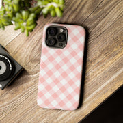 Pink Gingham Tough iPhone Case - Stylish & Durable Protection
