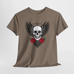 Devil's Wing Skull Unisex Heavy Cotton Tee - Edgy Graphic T-Shirt for Alternative Fashion