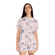 Cute Cat Print Women's Short Pajama Set - Soft and Comfortable Loungewear for Cat Lovers