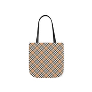 Stylish Plaid Canvas Tote Bag with 5-Color Straps