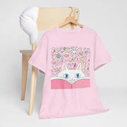 Whimsical Cat Reading Unisex Tee - Perfect for Cat Lovers & Bookworms