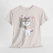 Cute Cat with Newspaper Unisex Heavy Cotton Tee - Fun and Cozy for Cat Lovers