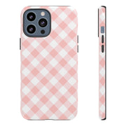 Pink Gingham Tough iPhone Case - Stylish & Durable Protection