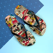 Retro Comic Flip Flops - Fun Summer Footwear for Beach Days & Casual Outings