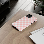 Pink Gingham Tough iPhone Case - Stylish & Durable Protection