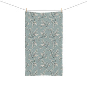 Floral Pattern Hand Towel - Soft Green Blossom Design for Kitchen & Bath
