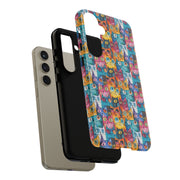 Colorful Cat Pattern Samsung Phone Case - Tough Cases for Cat Lovers