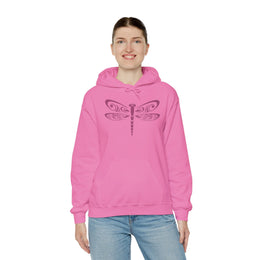 Dragonfly Design Pink Hooded Sweatshirt - Unisex Heavy Blend™