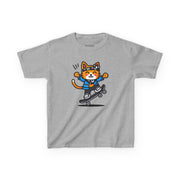 Skateboarding Cat Kids Heavy Cotton™ Tee - Fun & Playful T-Shirt for Young Skaters