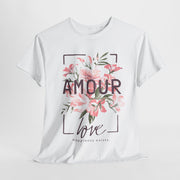 Floral Amour Tee, Romantic T-Shirt, Gift for Her, Cute Casual Wear, Love Shirt, Valentine's Day Gift, Everyday Comfort