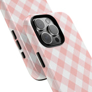 Pink Gingham Tough iPhone Case - Stylish & Durable Protection