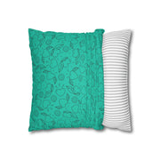 Turquoise Heart Pattern Faux Suede Pillowcase – Cozy Home Decor for Love & Comfort