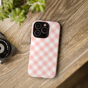 Pink Gingham Tough iPhone Case - Stylish & Durable Protection
