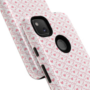 Pink Heart Pattern Google Pixel Tough Case - Stylish and Durable Phone Cover