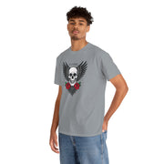 Devil's Wing Skull Unisex Heavy Cotton Tee - Edgy Graphic T-Shirt for Alternative Fashion