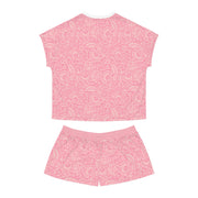 Cozy Pink Floral Women's Pajama Set - Short Sleeve and Shorts