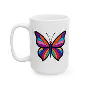 Colorful Butterfly Ceramic Mug - 11oz/15oz - Perfect Gift for Nature Lovers