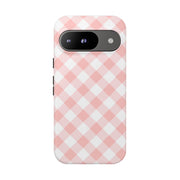 Chic Pink Gingham Google Pixel Phone Case for Tough Protection