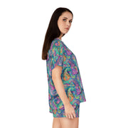 Vibrant Women's Short Pajama Set - Colorful Paisley Design for Cozy Nights